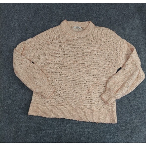 Madewell Sweater Womens Large Pink Chunky Knit Alpaca Wool Blend Crew Neck - Picture 1 of 12